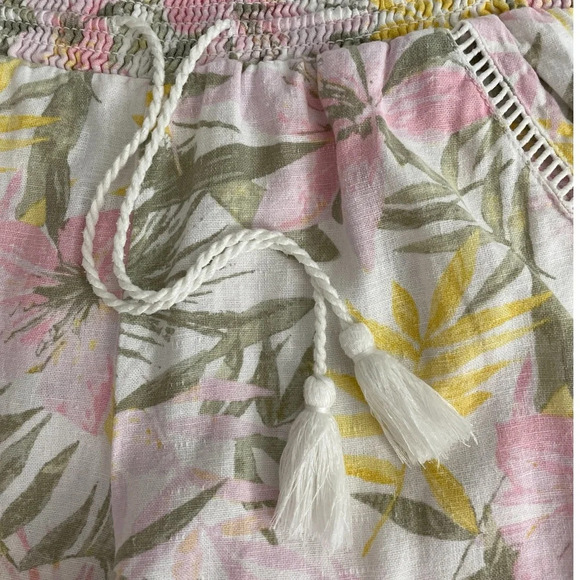 Briggs Women’s Linen Blend Pull-On Shorts Floral Tassels Pockets Medium - Picture 6 of 11